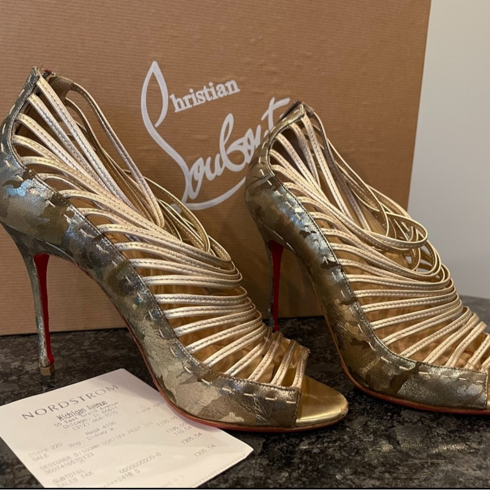 Christian Louboutin Camo Heels, Women’s size 37.5 (US 7)